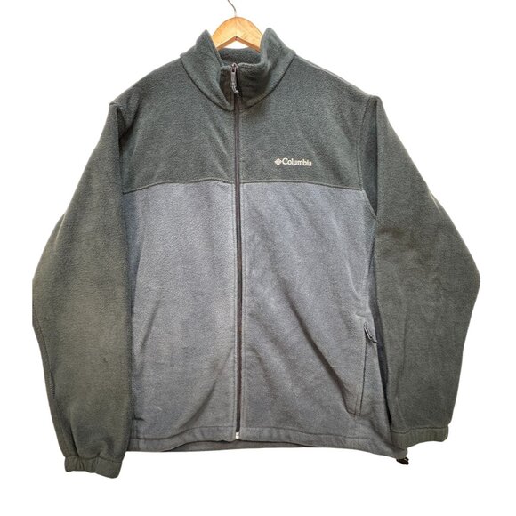 Columbia Mountain Full Zip Fleece Jacket Mens XL Two-Tone Blue Outdoors Camping - Picture 1 of 11